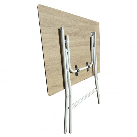 Mesa plegable Bingo80 en acero pintado y tabla de madera 80x60xH72 cm