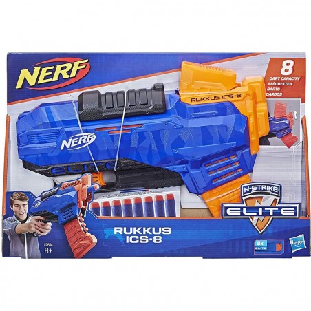 543861 Hasbro Nerf arma de juguete N STRIKE RUKKUS ICS-8 con capacidad 8 dardos