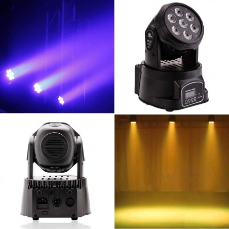 664868 Estroboscopio giratorio mini-LED con 7 luces multicolor de 10W RGBW 150W