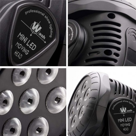 664868 Estroboscopio giratorio mini-LED con 7 luces multicolor de 10W RGBW 150W