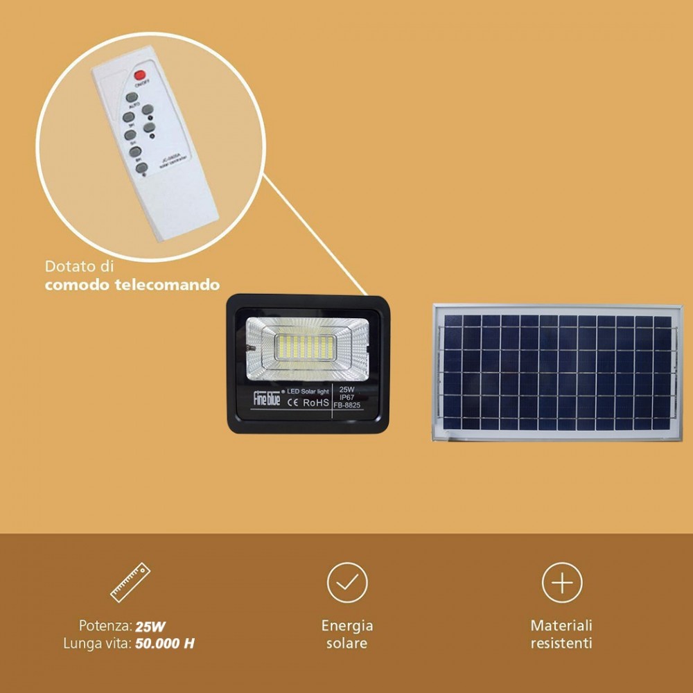 Luz led con carga solar 25W impermeable IP67...