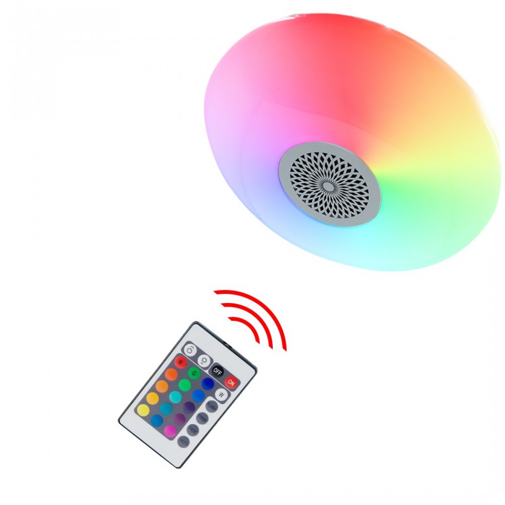 Lámpara circular con mando a distancia música y bluethooth de 24W colores RGB