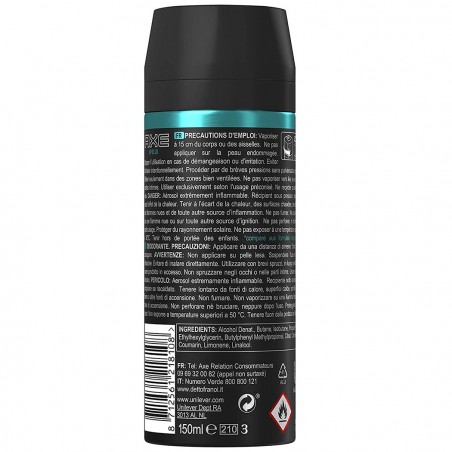 218108  Desodorante para hombre AX Apollo 150ml con fragancia resistente 48h