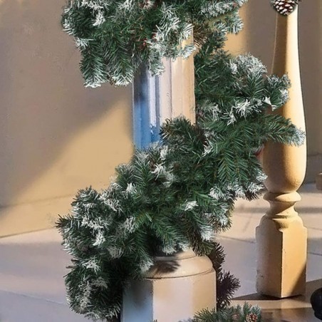 547874 Guirnalda navideña de 200 ramas con puntas nevadas 270 cm de largo