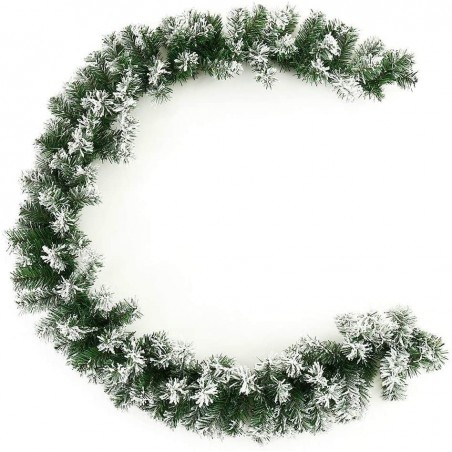 547874 Guirnalda navideña de 200 ramas con puntas nevadas 270 cm de largo