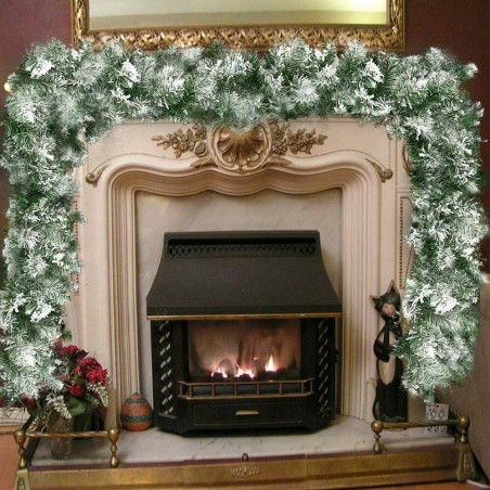 547874 Guirnalda navideña de 200 ramas con puntas nevadas 270 cm de largo