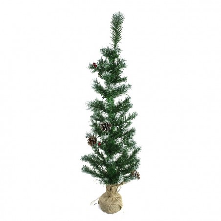 309019 Árbol de Navidad 90Hcm con piñas y base de yute un Abeto Artificial