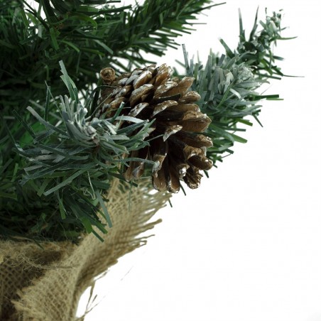 309019 Árbol de Navidad 90Hcm con piñas y base de yute un Abeto Artificial