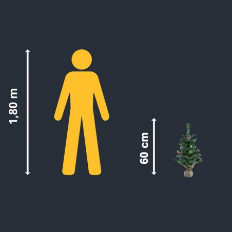 309020 Árbol de Navidad 60H Cm con base de yute el abeto artificial en PVC