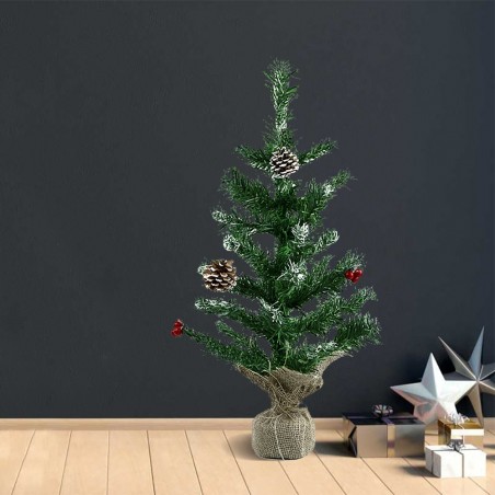 309020 Árbol de Navidad 60H Cm con base de yute el abeto artificial en PVC