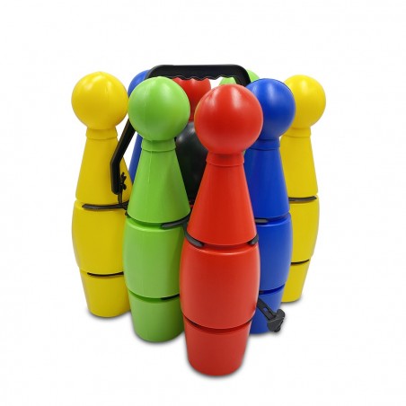 Art. 221754 Set de bowling con 8 bolos y 1 bola de plástico negra