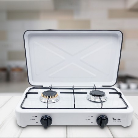 JFG6032 Placa de 2 fuegos a gas con revestimiento de acero para hogar o picnic