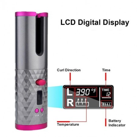 945126 Rizador inalámbrico automático portátil Curl Waves USB Recargable