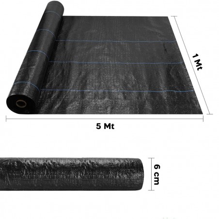 518731 Rollo mantillo de plástico para huerto NEGRO Control de malezas 1x5mt