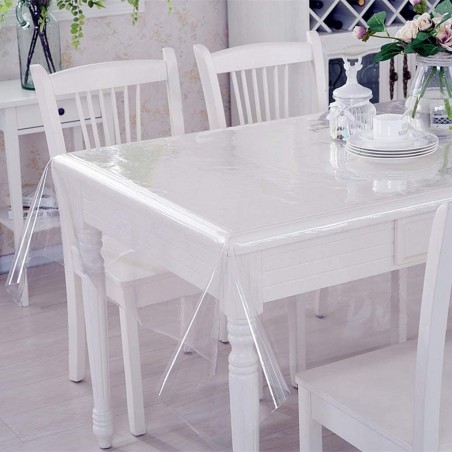 302989 Mantel rectangular de plástico PVC 140x225 cm impermeable y transparente