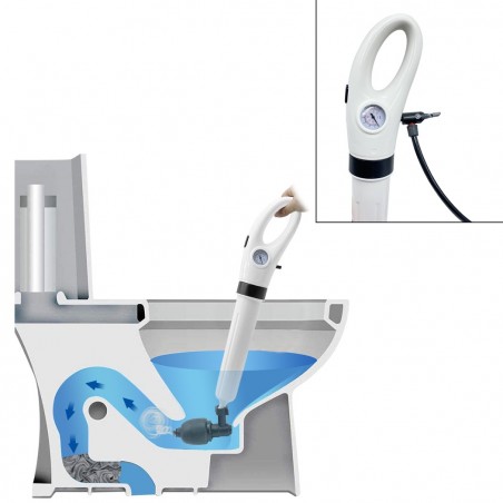 186533 Desatascador a presión 3 ventosas e inflador para limpiezas profundas