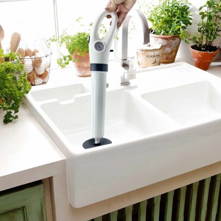 186533 Desatascador a presión 3 ventosas e inflador para limpiezas profundas