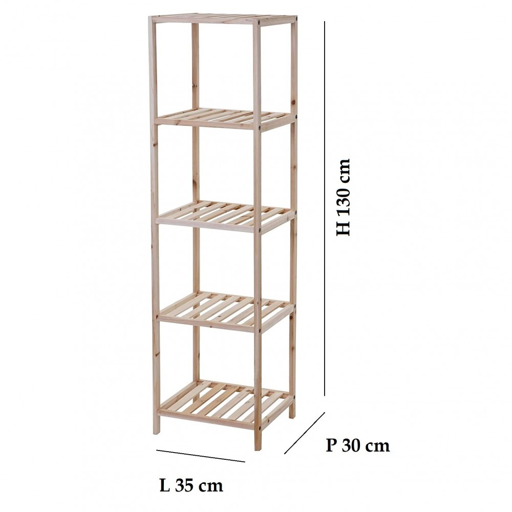 636406 Estantería 5 estantes en madera de abeto...