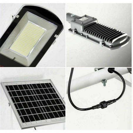 061007 Farola led de 100W con soporte y panel solar crepuscular