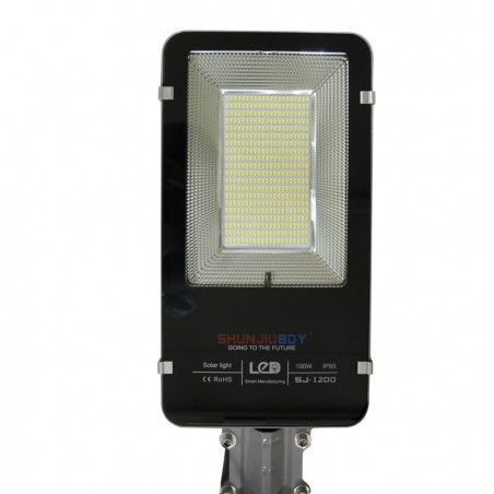 061007 Farola led de 100W con soporte y panel solar crepuscular