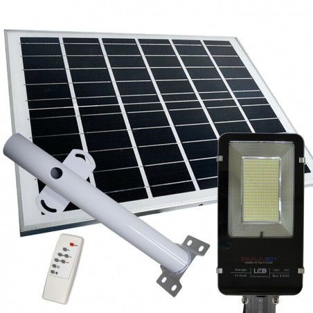 061007 Farola led de 100W con soporte y panel solar crepuscular