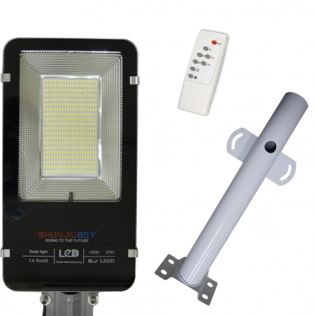 061007 Farola led de 100W con soporte y panel solar crepuscular