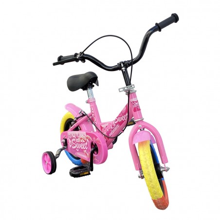 B057 Bicicleta Magic para niños talla 12 con ruedines 3-4 años color Rosa