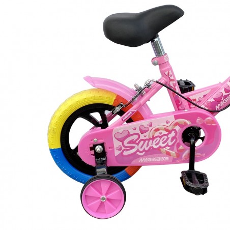 B057 Bicicleta Magic para niños talla 12 con ruedines 3-4 años color Rosa