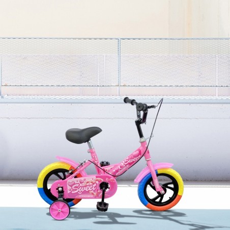 B057 Bicicleta Magic para niños talla 12 con ruedines 3-4 años color Rosa