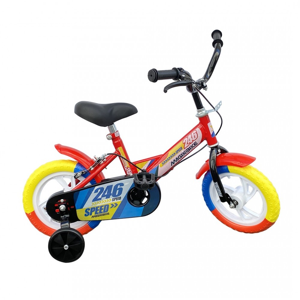 B056 Bicicleta Magic para niños talla 12 con ruedines 3-4 años color Rojo