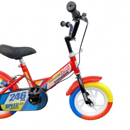 B056 Bicicleta Magic para niños talla 12 con ruedines 3-4 años color Rojo