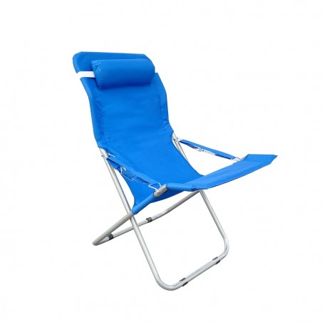 660187 Silla tumbona plegable y acolchada Beach de metal con cojín reposacabeza