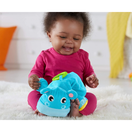 Peluche de felpa Fisher Price hipopótamo con tejido suave y sonidos divertidos