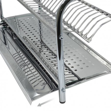 Escurridor fijo de platos en acero inoxidable 80cm con bandeja para goteo