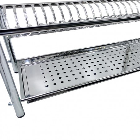 Escurridor fijo de platos en acero inoxidable 80cm con bandeja para goteo