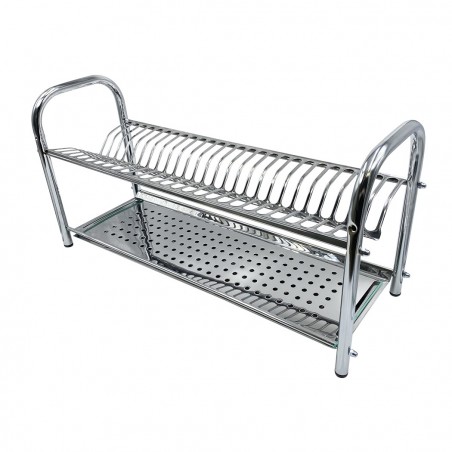 Escurridor fijo de platos en acero inoxidable 80cm con bandeja para goteo