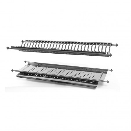 Escurridor de platos de armario con bandeja y resorte 76 cm en acero inoxidable