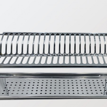 Escurridor de platos de armario con bandeja y resorte 76 cm en acero inoxidable