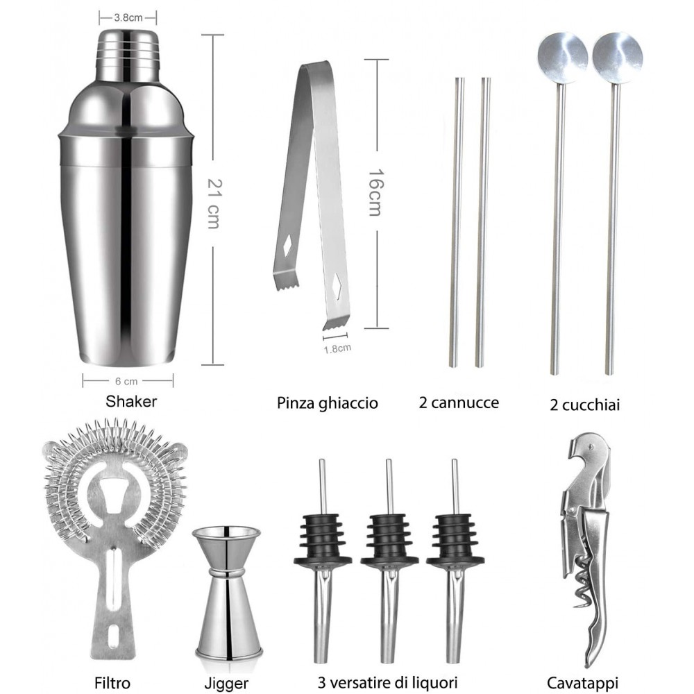 187561 Kit 12 + 1 piezas 550ml de Barman base...