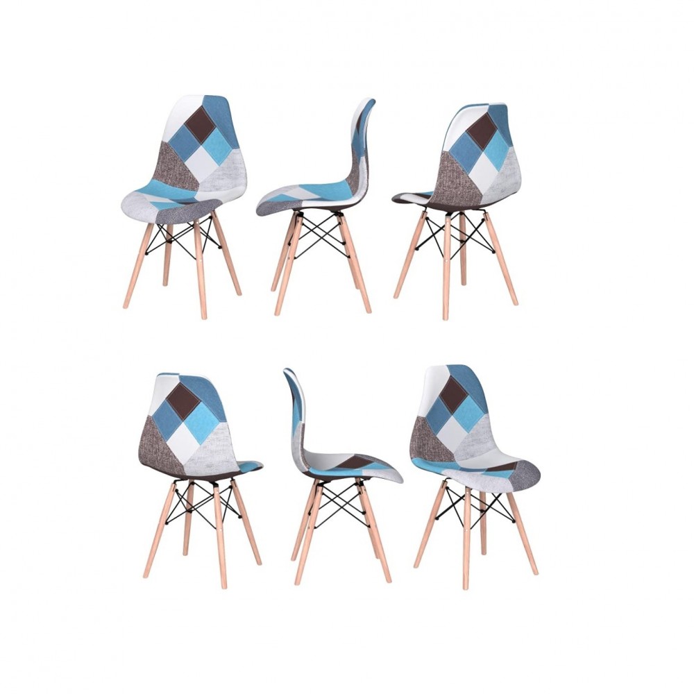 Juego 2 sillas Fantasy en tejido Patchwork AZUL...