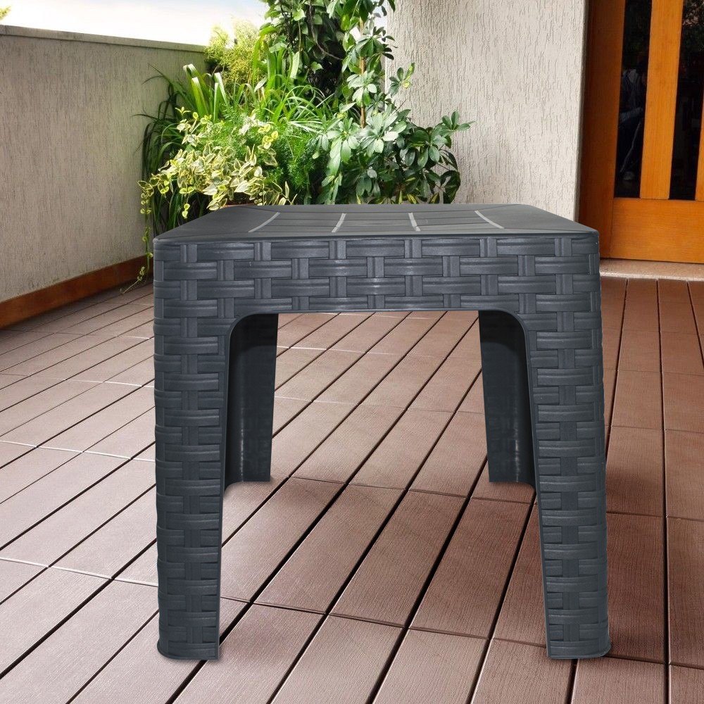 Mesa baja de jardín MONACO Efecto ratán ANTRACITA en resina de