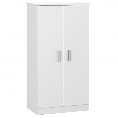 257228 Zapatero armario móvil 2 Puertas 7 Baldas en Madera Blanca 108x55x36
