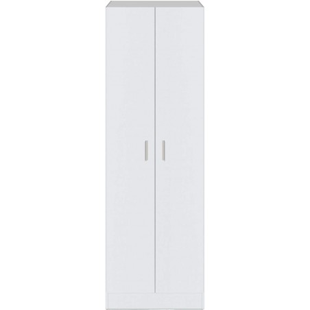 258560 Armario columna multiusos con 2 puertas y 8 estantes Blanco 59x37x180cm