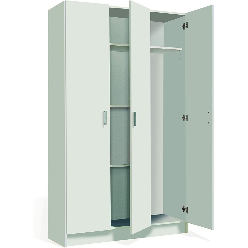 240824 Armario multiusos para escobas con 3 puertas y 4 estante MDF 109x37x180cm