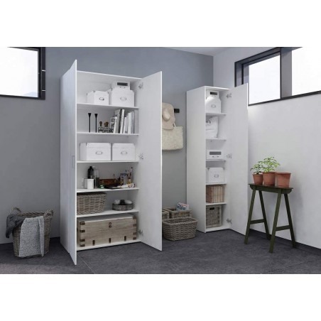 240824 Armario multiusos para escobas con 3 puertas y 4 estante MDF 109x37x180cm