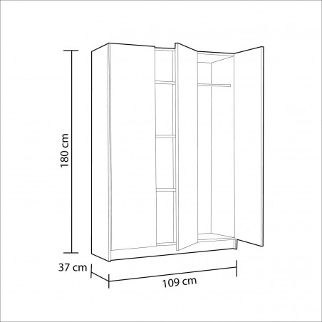 240824 Armario multiusos para escobas con 3 puertas y 4 estante MDF 109x37x180cm