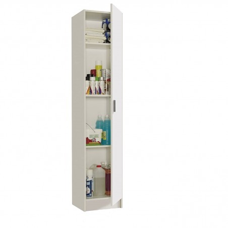 240787 Armario columna multiusos de 1 puerta en madera blanca 37x37x180cm
