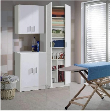 251844 Armario bajo multiusos con 2 puertas y en madera color blanco 59x37x80cm