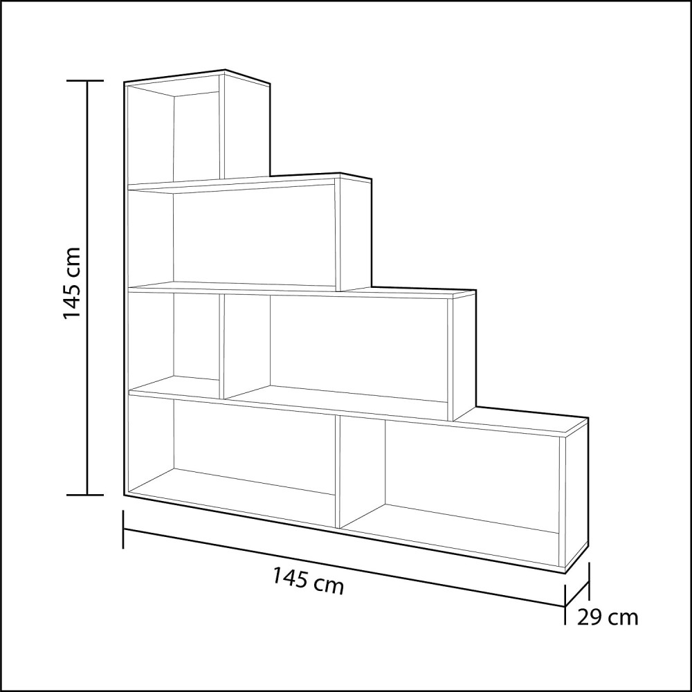 262086 Librería KLUM con 9 estantes de melamina Estante geométrico 145X29xH145cm