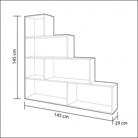 262086 Librería KLUM con 9 estantes de melamina Estante geométrico 145X29xH145cm